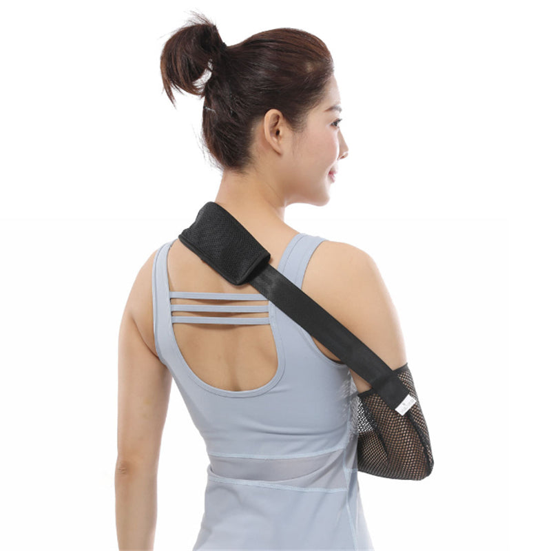 Black Breathable Mesh Forearm Brace with Shoulder Strap
